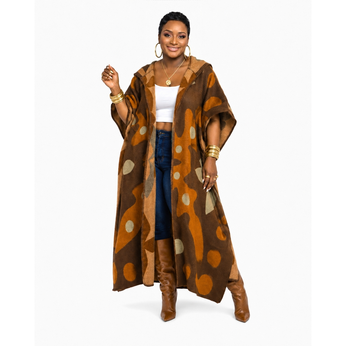White Smoke Hooded Cardigan (Brown)