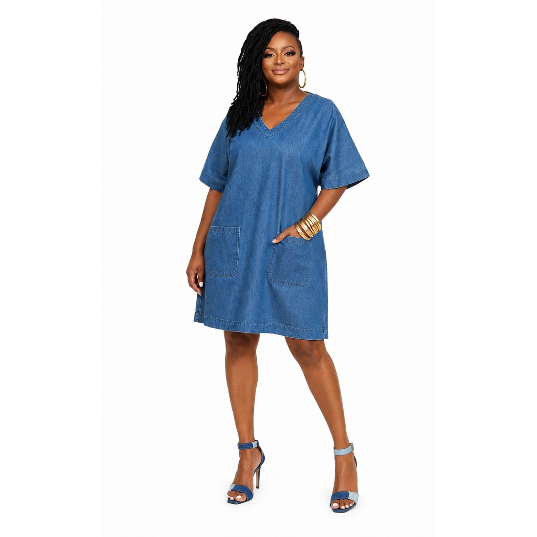 White Smoke Denim Midi Dress