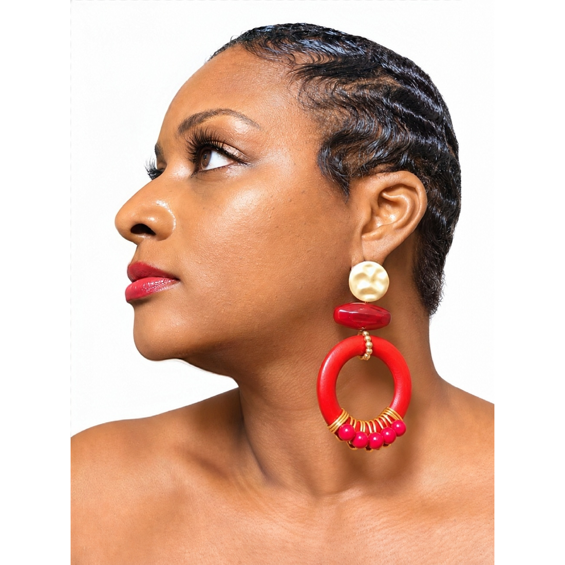 White Smoke Tribal Earring (Red)