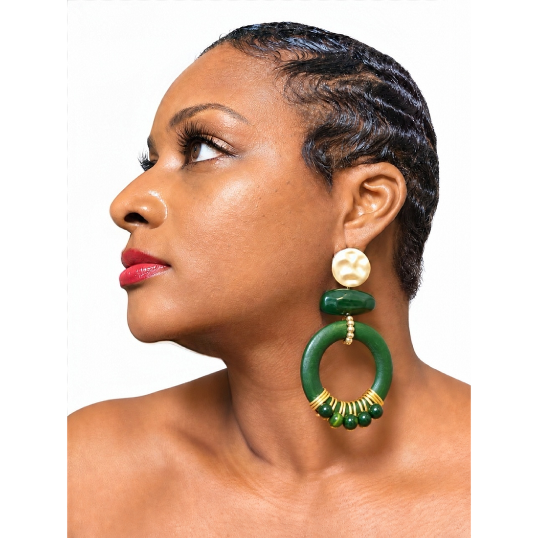 White Smoke Tribal Earring (Green)