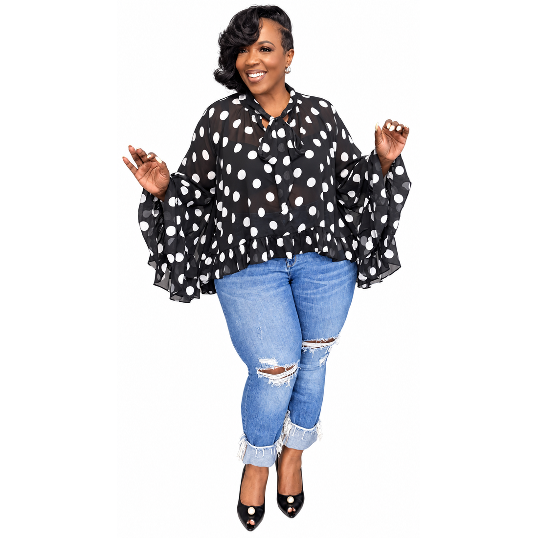 White Smoke Dainty Top (Black)