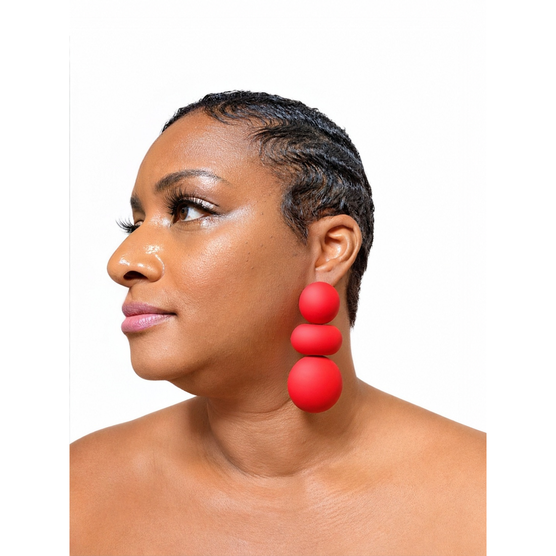 White Smoke Triple Glam Earring (Red)